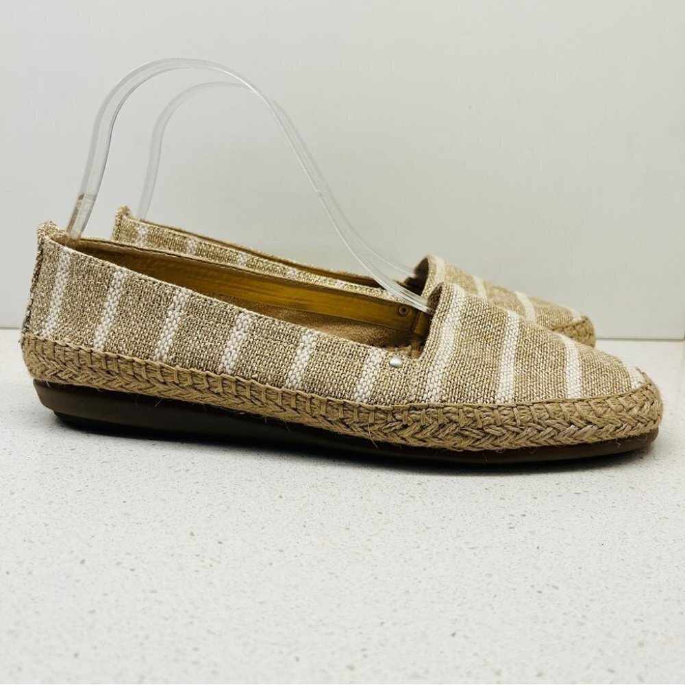 Aerosoles Stitch N Turn Solitaire Slip On  Espadrille Flats Metallic Gold Sz 9